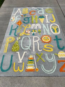 5’ x 8’ kids alphabet rug from Crate & Barrel