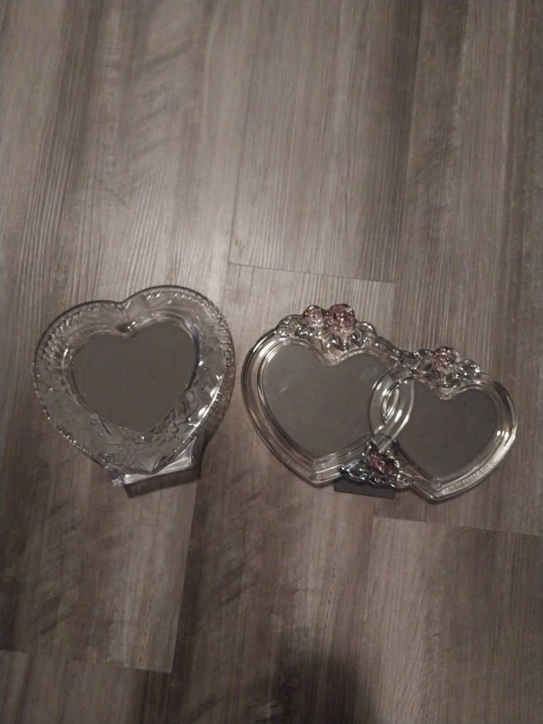 Set Of Two Antique Glass Heart Frames