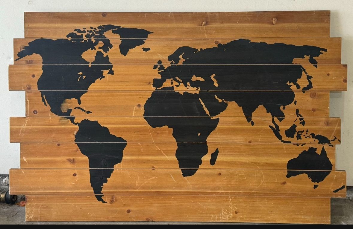 Beautiful Wood World Map Art
