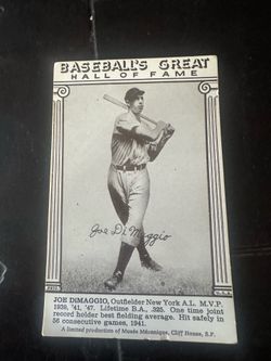 Baseball great Hall of Fame Cards, Joe DiMaggio