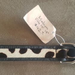 Genuine Leather Brand New Cow Skin Catnip and Bones Medium Dog Collar 
