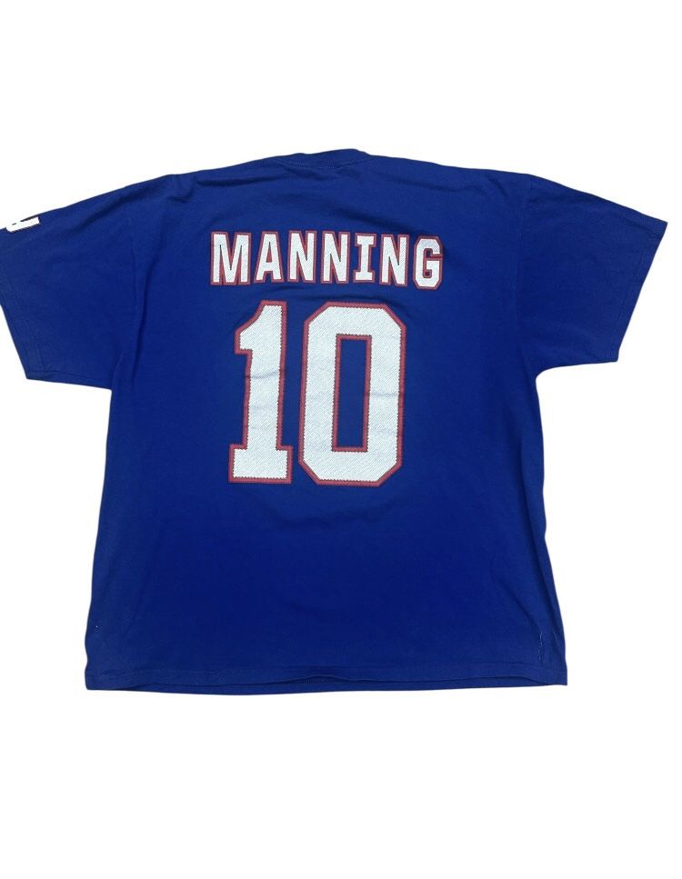 New York Giants Eli Manning NFL T-Shirt Mens Blue Short Sleeve Graphic Shirt 2XL