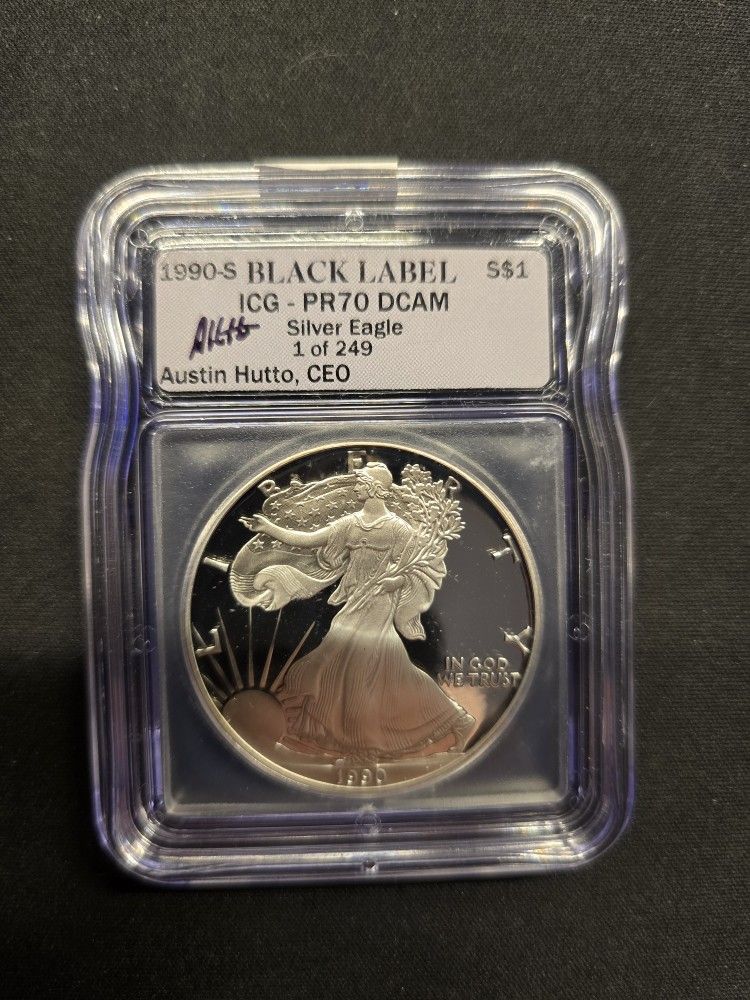 1990 S SILVER EAGLE BLACK LABEL PR70