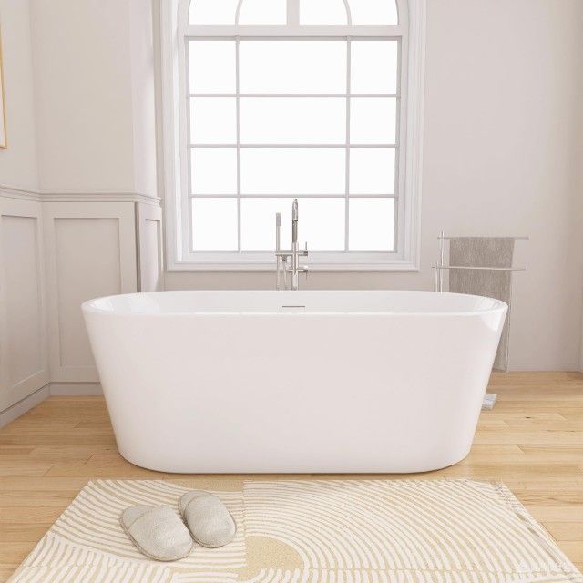67” Freestangding BathtubBath Tub White Soaking Tub – Oval Acrylic Bathtubs cUPC Certified A19224