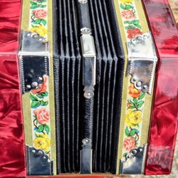 Vintage German Concertina (c. 1970s–80s) – Red Pearloid – With Case