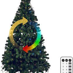 woohaha Upgraded Christmas Tree 6.89ft Premium Spruce Artificial Holiday Xmas Tree Includes Pre-Strung 320 White LED Lights for Home, Office, Party De