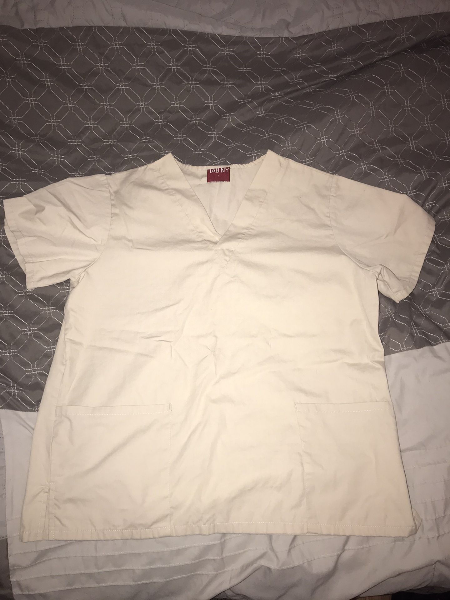 Large white scrub top
