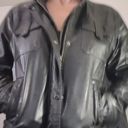 Dsquared2 Bkack Leather Bomber Jacket Like New MEDIUM