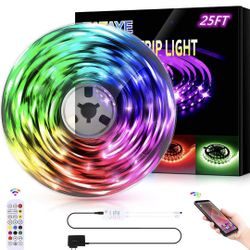 ZATAYE Led Lights Strip for Bedroom, 25ft RGB Led Lights Strip Kit, Music Sync Color Changing Flexible Rope Lights for Home, Kitchen, Party Decoration