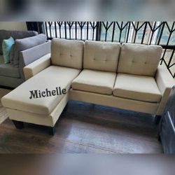 Fabric Tufted Back Reversible Sectional Sofa Set