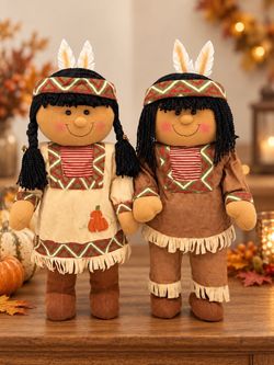 $40 Set of 2 Adorable matching Thanksgiving harvest dolls