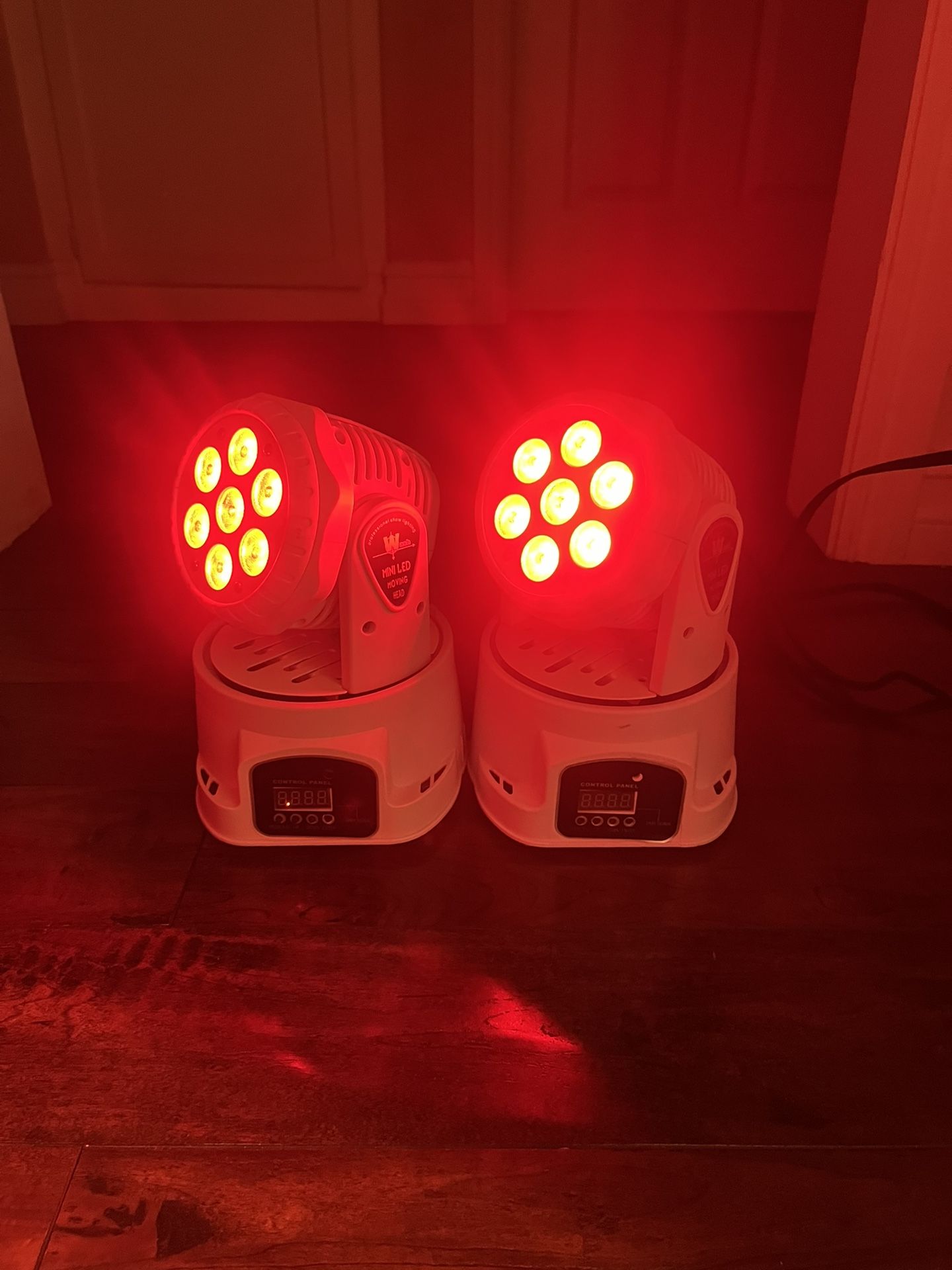 2 Mini led Dj Lights Moving Heads Sound Activated White