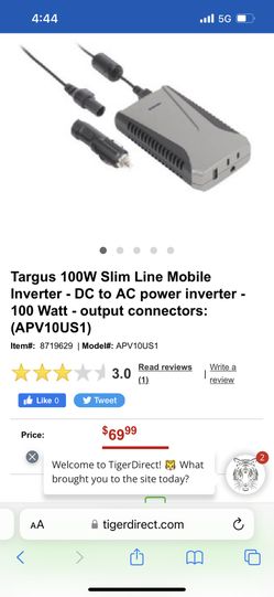 Targus 100W Slim Line Mobile Inverter - DC to AC power inverter - 100 Watt - output connectors: (APV10US1)