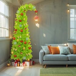 Whimsical 6 Ft Christmas Tree The Grinch W Skirt Lights & Ornament