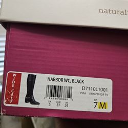 Naturalizer Black Wide Calf Leather Boots
