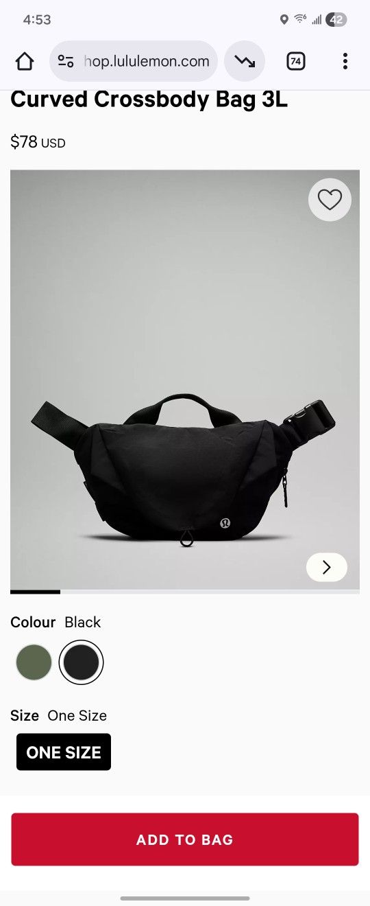 Lululemon 3L Curved Cross Body Bag