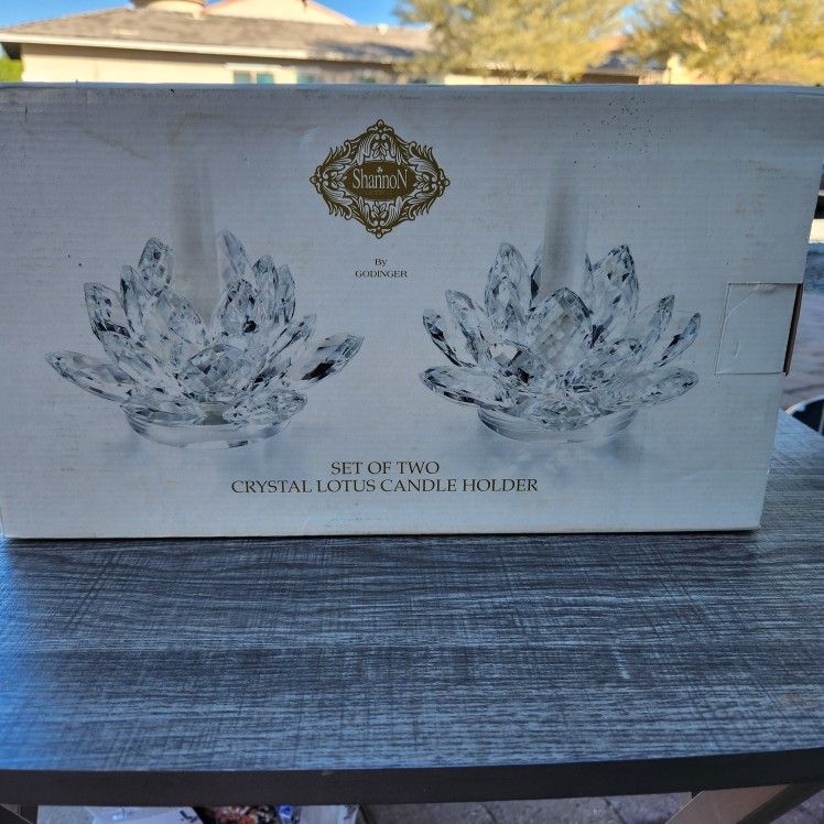 Shannon Crystal by Godinger Lotus Candle Holders