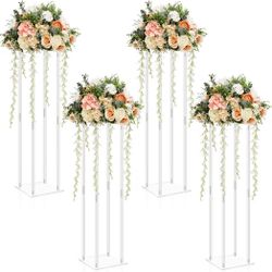 4 Pcs Tall Acrylic Flower Stand Wedding Centerpiece  #1105