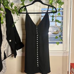 Urban Outfitters Button Down Shift Mini Dress Black XS