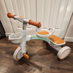 SEREED Colorful Lighting Toddler Tricycle for 2-5 Years Old Boys Girls, Adjustable Seat&Handlebar Trike, Removable Basket