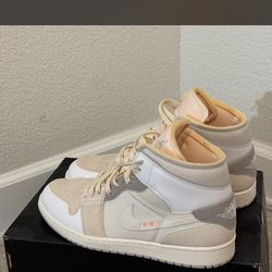 Cream and white Jordan 1 mid trainers