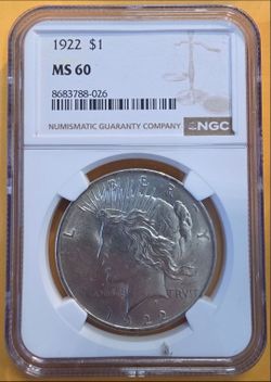 1922 Peace Dollar Certified by NGC