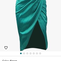 Green Women's Evening Dress Card Shoulder Tube Top Fishbone Slim Slit Solid Color Sexy European and American Dress