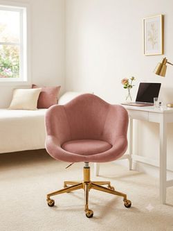 Brand New Pink Flower Velvet Swivel Desk Chair