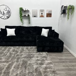 Black Sectional Couch - Free Delivery 