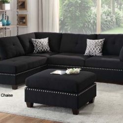 Brand New Black Or Gray Sectional And Ottoman Sofa Couch 