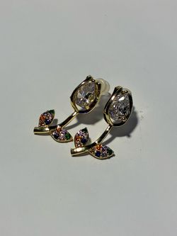 14k Gold plated Crystal Tulip Flower Earrings