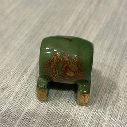 Limoges Miniature Green Barrel On Stand