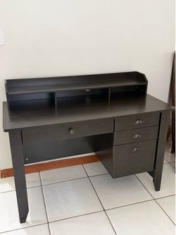 Dark Brown Desk with Drawers