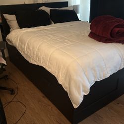 QUEEN SIZE IKEA BED FRAME WITH DRAWERS