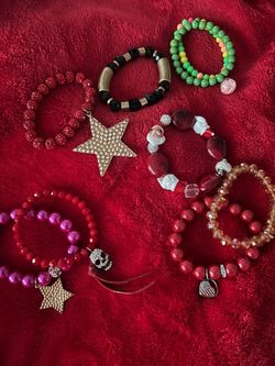 Mixed Beaded Stretch Bracelet Lot