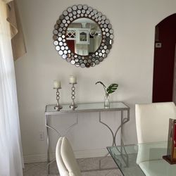 Deco Mirror And Console Table - Silver 