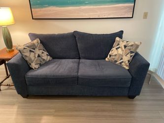 Blue pull-out couch, lightly-used, good condition, $250 obo