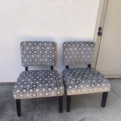 Plush velvet & satin blue/gray chairs