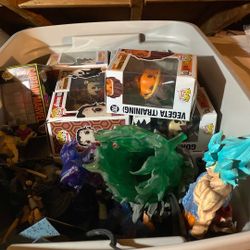 box full of funko pops