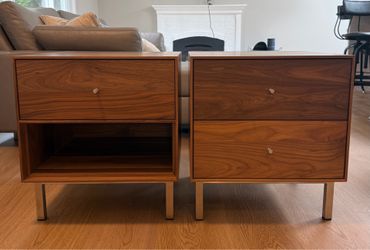 Set of 2 Room & Board Hudson Nightstands, Walnut