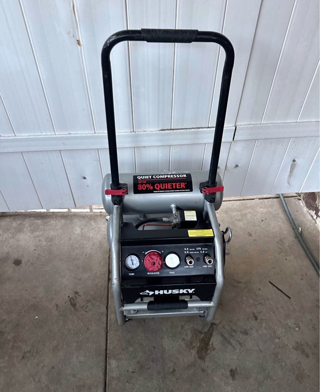 4.5 Gal. 175 PSI Portable Electric Oil-Free Quiet Twin Stack Jobsite Air Compressor w/Rubber Wheels
