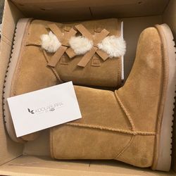 Koolaburra by UGG Womens Victoria Short Chestnut Suede Faux Fur Shearling Boots size 9