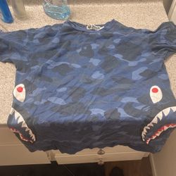 Bape T Shirt Blue Camo Side Shark