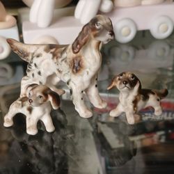 Vintage Miniature Springer Spaniel Figurine Dog Puppies Bone China Lot of 3