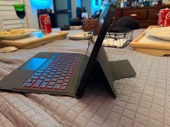 Tablet with Red Backlit Keyboard Case