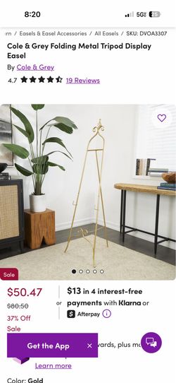 Gold framed easel
