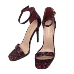 Shoedazzle Women’s Dress Sandals, Pexley, Red Snake, Size 7