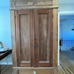 Antique FARMHOUSE 7.5 Ft Wood ARMOIRE 