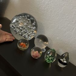 6 Glass Paperweights 