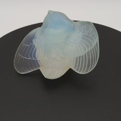 Gorgeous Vintage Signed Sabino Opalescent Glass  Head Up Sparrow With Original Sticker Made In France 